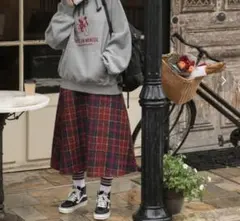 ボンルシール　チェック柄ツイードフレアロングスカート