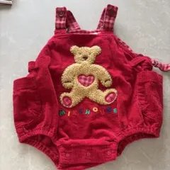 ミキハウス ダルマオール コーデュロイ 赤 レッド くま レトロ レア 85 