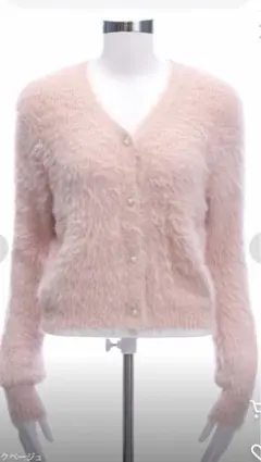 clear ピンクのファー風カーディガン