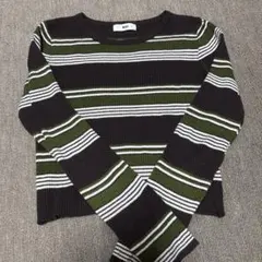 WEGO 長袖 ボーダー リブニット トップス F