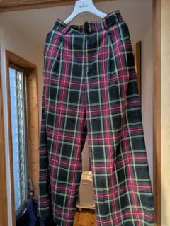 GLOBAL WORK チェック柄カジュアルパンツ M　ポリエステル　レーヨン