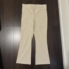 ZARA ギンガム チェックパンツ　ベージュ