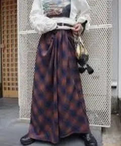 アメリ ヴィンテージ UND DRAPE CHECK SKIRT