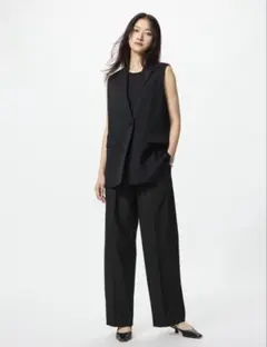 UNIQLO ユニクロ　タックワイドパンツ　丈長め　美品