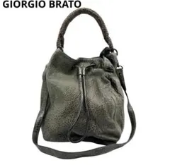 美品 GIORGIO BRATO ジョルジオブラット レザートートバッグ グレー