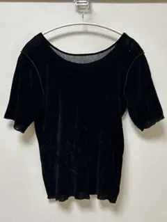 Kastane ベロア調 半袖Tシャツ ブラック Fサイズのサムネイル