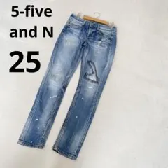 5-five アンドエヌ ダメージ スキニー デニムパンツ ブルー 25のサムネイル