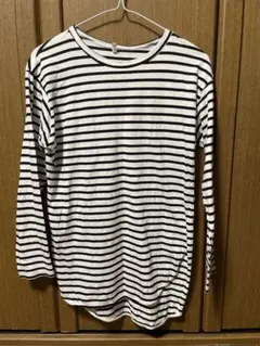 ストライプ 長袖カットソー ホワイト/ブラック