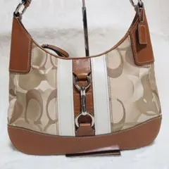 【美品】 COACH ショルダーバック ハンプトン シグネチャー F13336