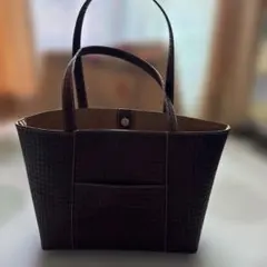 kissora ダークブラウン トートバッグ 外ポケット付き