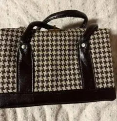 ハンドクラフトハウンドトゥース柄ハンドバッグ