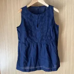 GAP ネイビー刺繍ノースリーブシャツ XXS