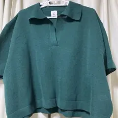 リネン混✨ 6 ROKU ミラノリブ スキッパー ニット ポロ フリーサイズ