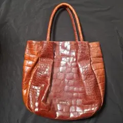 フルラ☆クロコ型押しレザートートバッグ☆クロコダイル