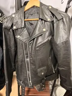 本革レザーライダースジャケット ブラック Lサイズ