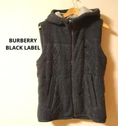 BURBERRYBLACKLABELダークグレー フード付き ケーブル編みベスト