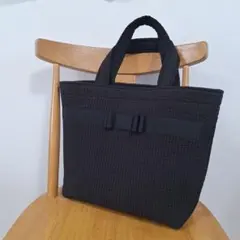 ヌビバッグ　トートバッグ　サブバッグ　リボン付き　ブラック　ハンドメイド