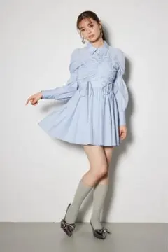 lallanaライトブルー シャツドレス | Mercari