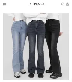 ローレンハイ LAURENHI リーズスパンブーツカットロングデニムパンツのサムネイル