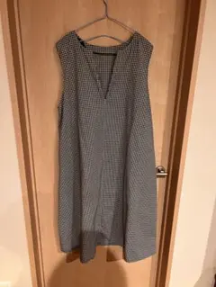 ノースリーブ チェック柄 ロングワンピース 3L