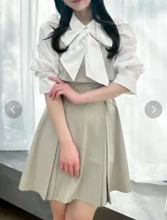 2way ボウタイレイヤードミニワンピース チャコールグレー dazzlin