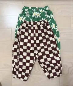 p.premier 総柄ツイルバレルレッグパンツ 2点セット　　100cm
