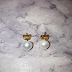 パール ゴールド スタッドピアス