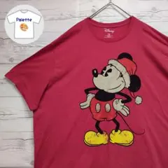 ディズニー　ミッキーマウス　クリスマス　サンタ帽　キャラクターキャラT　海外古着のサムネイル