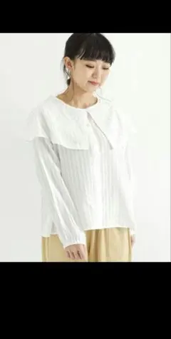 同梱700円 SamansaMos2　襟フリル付き 長袖　ブラウス