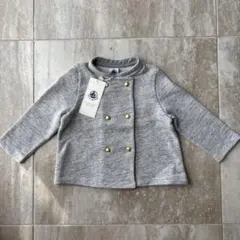 新品　プチバトーグレー ダブルブレスト カーディガン 12M 74cm