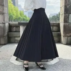 【ananother angelus】サイドプリーツスカート　黒
