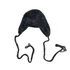 耳あて付きダークグレーニット帽