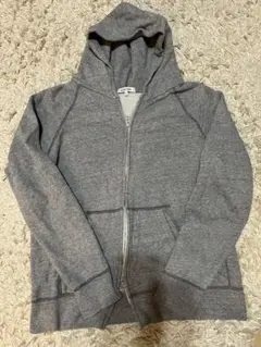 グレー ダブルジップアップパーカー コットン混合