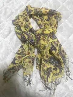 マチコジント　machiko jinto ペイズリー柄 イエロー　透け感ストール