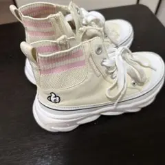 NUOVO GIRL アイボリー ピンク ハイカットスニーカー20cm