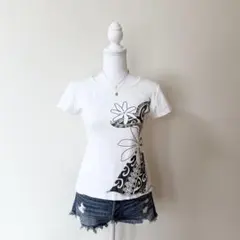 ハレクーアイレア　フラダンストップス　半袖Tシャツ　平成　y2kのサムネイル