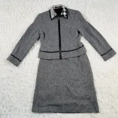 ９AR・ML　レオナール　スカートセットアップ　絹　ウール　アンゴラ　ツイードのサムネイル