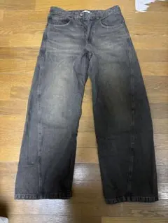 WYMダークグレー ストレートデニム