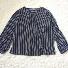 INGNI　イング　ストライプ　ブラウス　長袖　ネイビー　М