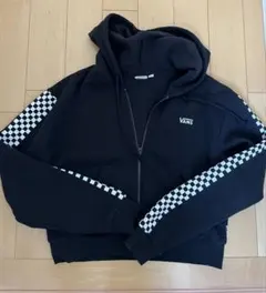 VANS ブラック チェッカーパターン フーディ　XS
