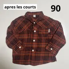 アプレレクール チェック 長袖 シャツ トップス オレンジ 茶色 90