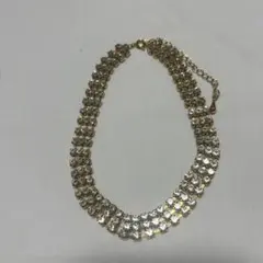 ゴールド クリアストーン 3連ネックレス