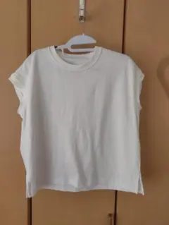 美品★無印良品 引き揃え天竺編みフレンチスリーブ Tシャツ S白ホワイトのサムネイル