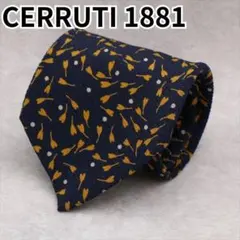 CERRUTI 1881 ネクタイ ボタニカル リーフ 水玉 総柄 ネイビー