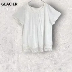 グラシア　半袖ブラウス　ホワイト　ドット柄　透け感　L フェミニン