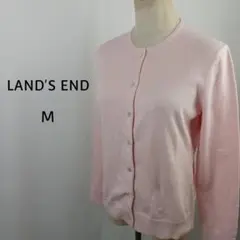 LANDS' END　カーディガン　M　ピンク　クルーネックのサムネイル