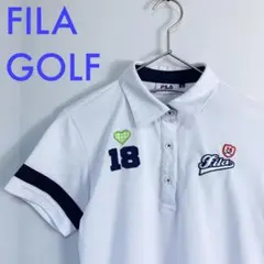 FILA GOLF 半袖ポロシャツ 刺繍ロゴ 白 レディースM フィラ