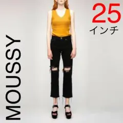 moussy カットオフデニム　ブラックデニム　パンツ　クラッシュ　25インチ