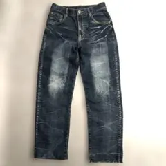 鬼ヒゲデニムパンツ　フェード　蜂の巣　y2k　平成　ストレッチ