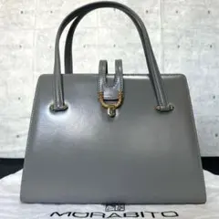 【未使用級】MORABITO カーフレザー グレー ゴールド金具 ハンドバッグ